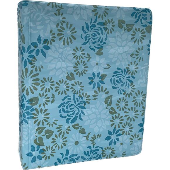 Vintage Photo Album Blue Floral Medium Size 9 x 7.5 x 2.5" Vinyl Family Book - Picture 1 of 13